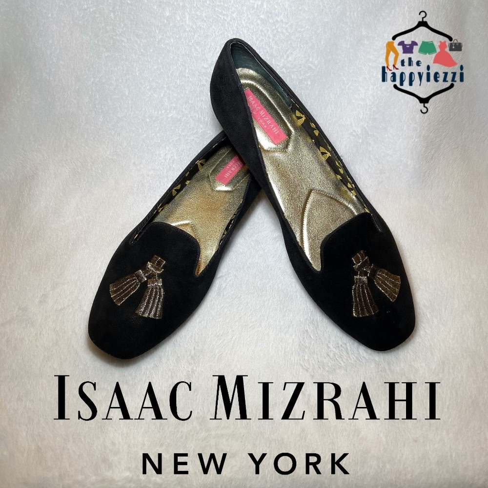 Isaac Mizrahi Black Smoking Kimil Tassel Flats 8.5